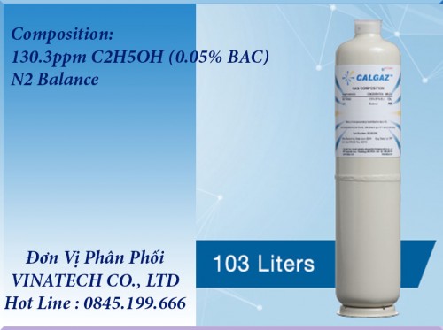 Chai khí cồn chuẩn 130.3ppm C2H5OH(0.05% BAC) / N2 Balance - Model 6D